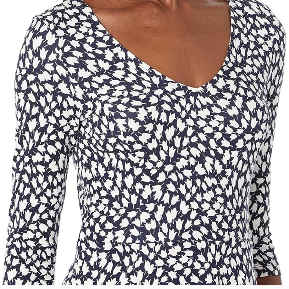 Lark & Ro Navy and White Tulip Print Dress-Size L